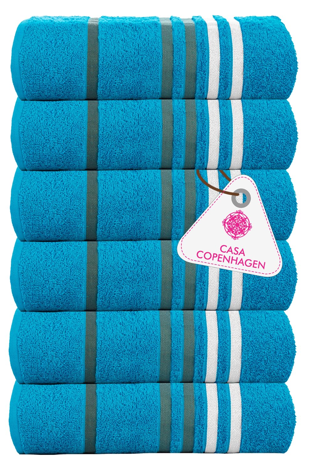 Casa Copenhagen Egyptian Cotton Ecstatic Hand Towel 740 Gsm (Teal Blue)- 6 Pcs