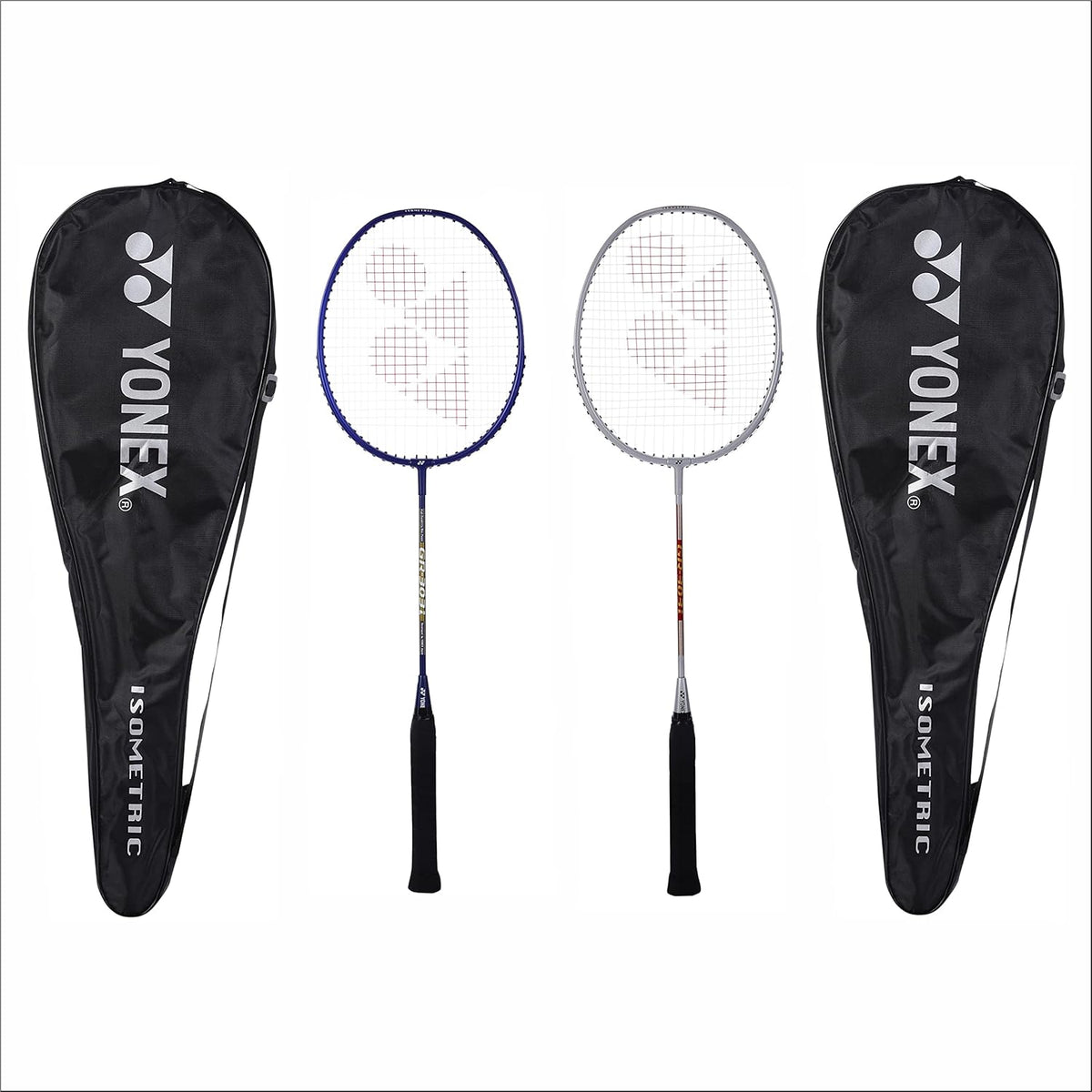 Yonex GR 303i Aluminium Badminton Racquet, Grip Size - 4 1/4 Inches, Colour - Blue & Silver, Pack Of 2