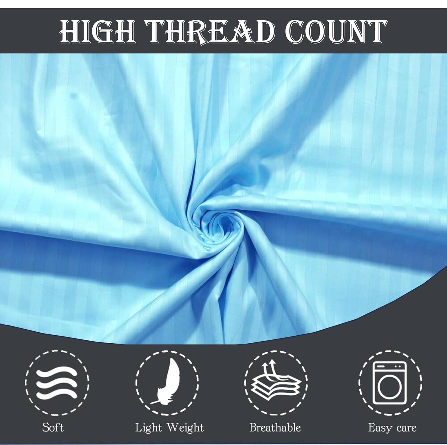 Striped Single Bedsheet With 1 Pillow Cover 60 X 90 Inches, Aqua | Comfortable & Durable | Elegant Printed Bedding Set For Daily Use