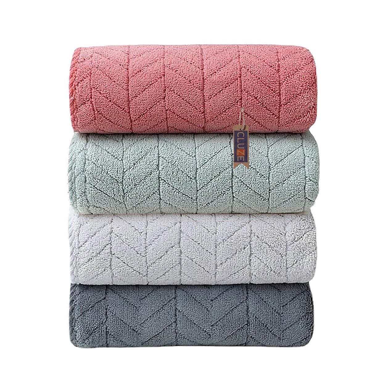 Cluze Microfiber Antibacterial Medium Size Hand Towel 800 Gsm With Hanging Loop Super Soft & Absorbent Multipurpose Towels - Set Of 4