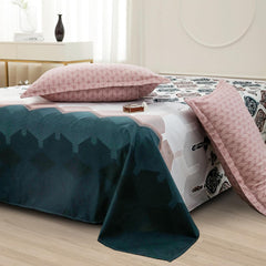 Bedsheets For Double Bed With 2 Pillow Cover - 92 X 98 Inches, White & Peach | Satin Finish Microfiber Queen Size Bedsheet | Skin Friendly & Breathable Fabric