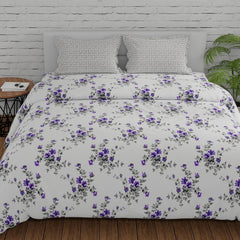 Super King Size Bedsheets 108 X 108 Inches With 2 Pillow Covers, Lavender & Grey | Premium Super Soft Super Cotton Bedsheet
