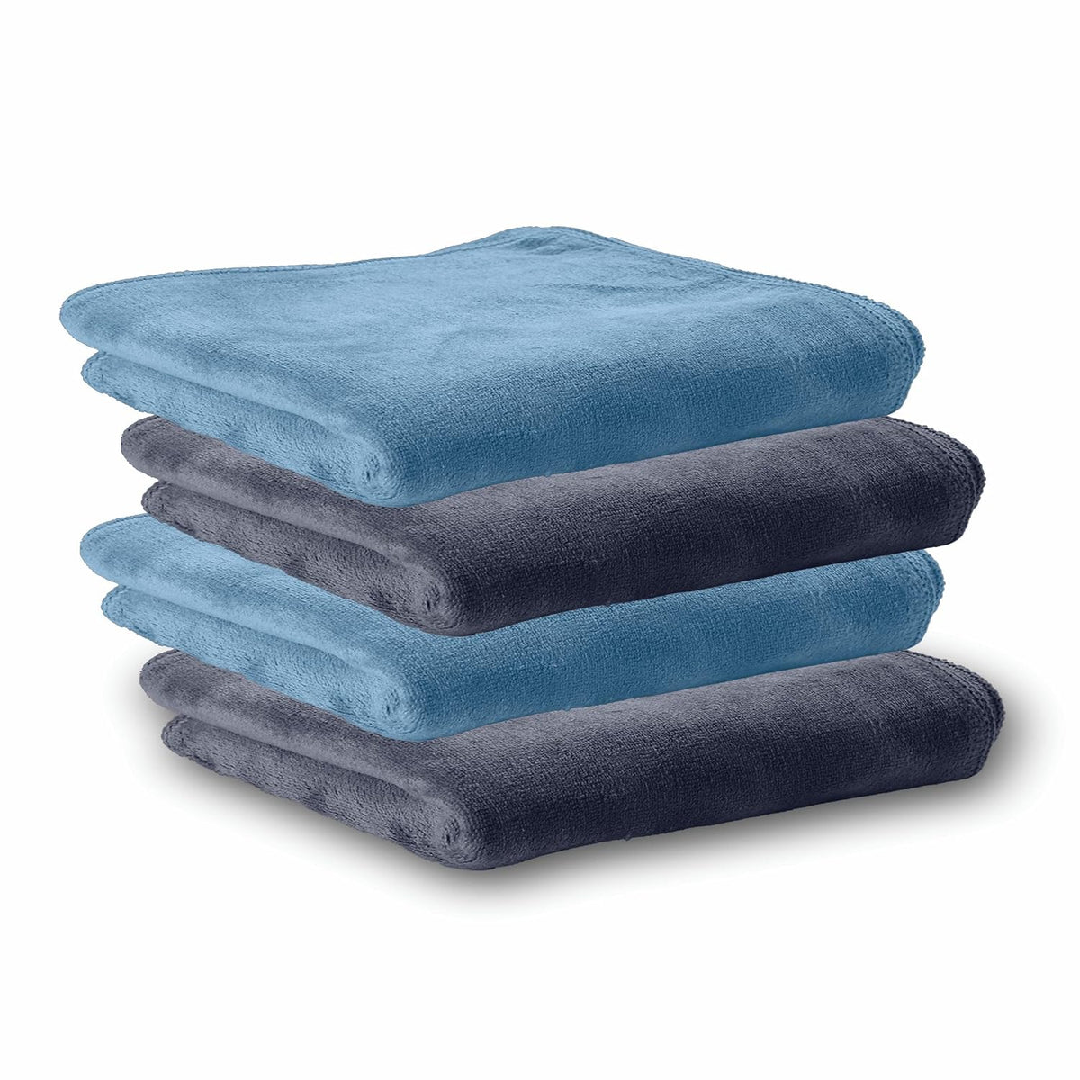 Housse Microfiber Hand Towel 800 Gsm | Premium Quality Towels Ultra Absorbent & Anti-Bacterial For Gym (Steel Grey & Indian Teal) - Pack Of 4