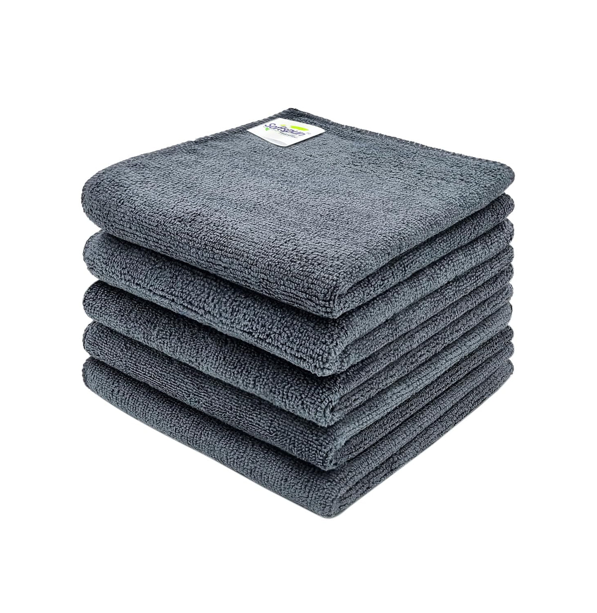 Softspun Microfiber Cleaning Cloths Towel 300 Gsm | Thick Lint & Streak-Free Multipurpose Cloths Automotive Microfibre Towels For Car, Bike Cleaning Polishing Washing Pack Of 5 (Grey)