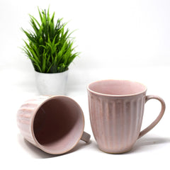 Handcrafted Flamingo Pink Ceramic Coffee Mug Set Of 2 - 350ml Each | Ceramic Mugs For Coffee, Tea, Milk - Microwave Safe & Dishwasher Safe