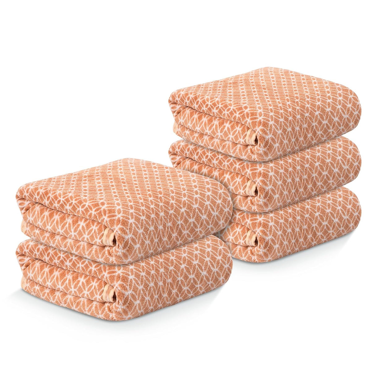 Kuber Industries Microfiber Bath Towel 1750 Gsm | Large Size Soft Quick Dry & Absorbent Shower Bath Towel (Circle - Golden)- Pack Of 5