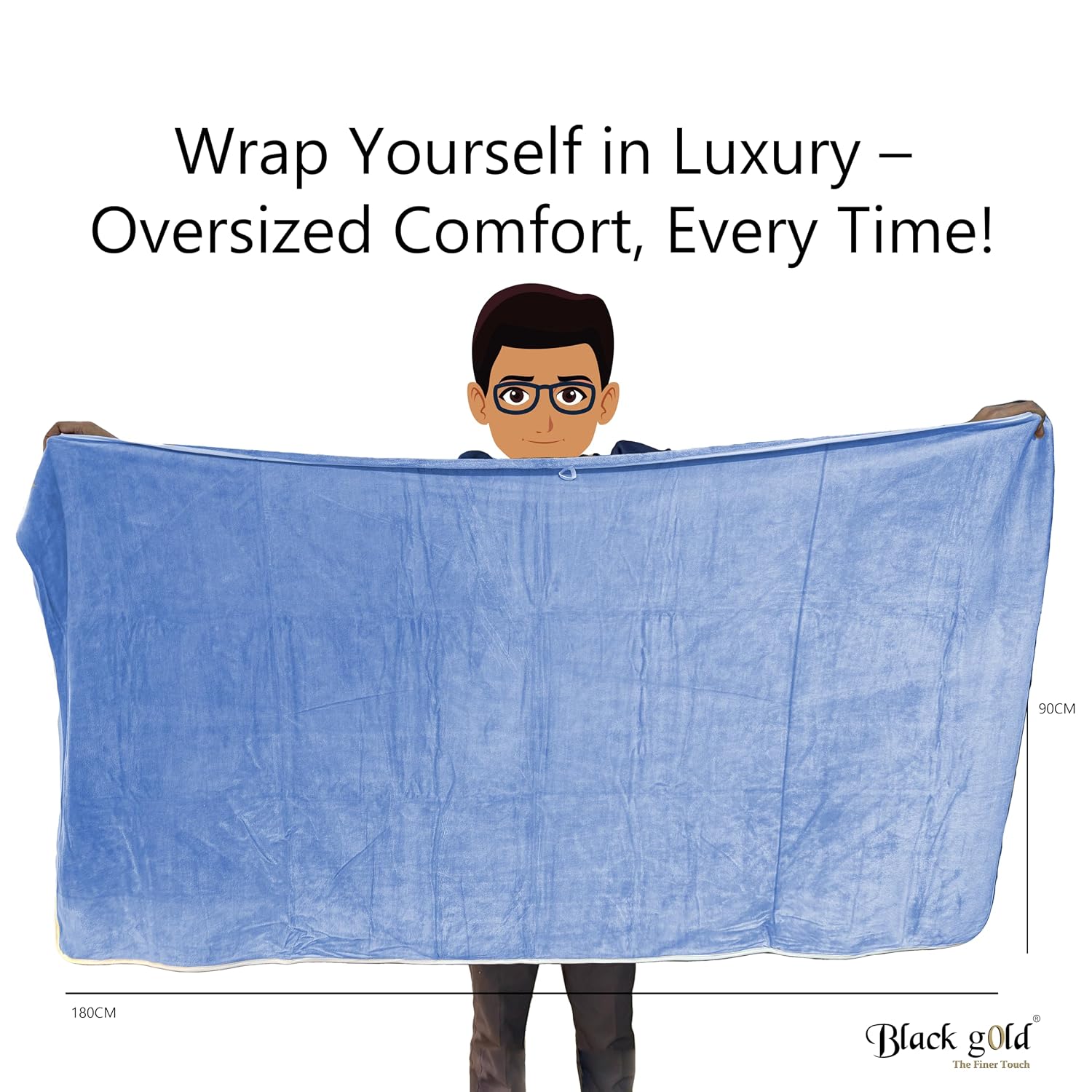 Black Gold Ultra Soft Bath Towel 1600 Gsm | Premium Microfiber, Quick Dry, Highly Absorbent, Oversized Bath Towel Pool, Spa, Travel & Hotel Use (Blue)- Pack Of 3