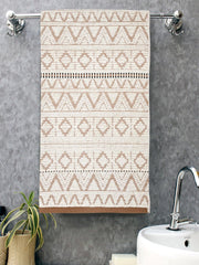 Homefresh Decorative Cotton Bath Towel 500 Gsm | Geometric Pattern Brown & White (Pebble)