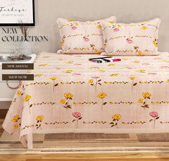 King Size Double Bedsheets With 2 King Size Pillow Covers - 108 X 108 Inches, Beige | Luxury Soft Sheet, Lightweight & Breathable Bedsheet