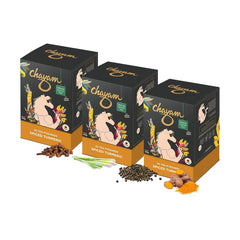 Chayam Spiced Turmeric Tea - Pack Of 3 X 20 Pyramid Tea Bags | Blended With Turmeric, Clove, Black Pepper & Lemongrass - Make Iced Or Hot Tea | Low Caffeine, Gluten Free, No Added Sugar