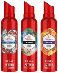 Old Spice Wolfthorn + Nomad + Amber No Gas Deodorant Perfume Body Spray For Men 140ml Each 4.7 Fl.oz. | For Men