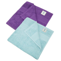 Mytrident Soft Comfort Air Rich 100% Cotton Bath Towel 1000 Gsm | Highly Absorbent Towels For Men & Women Bath Towel (Nile Blue & Plum) - 2 Pcs