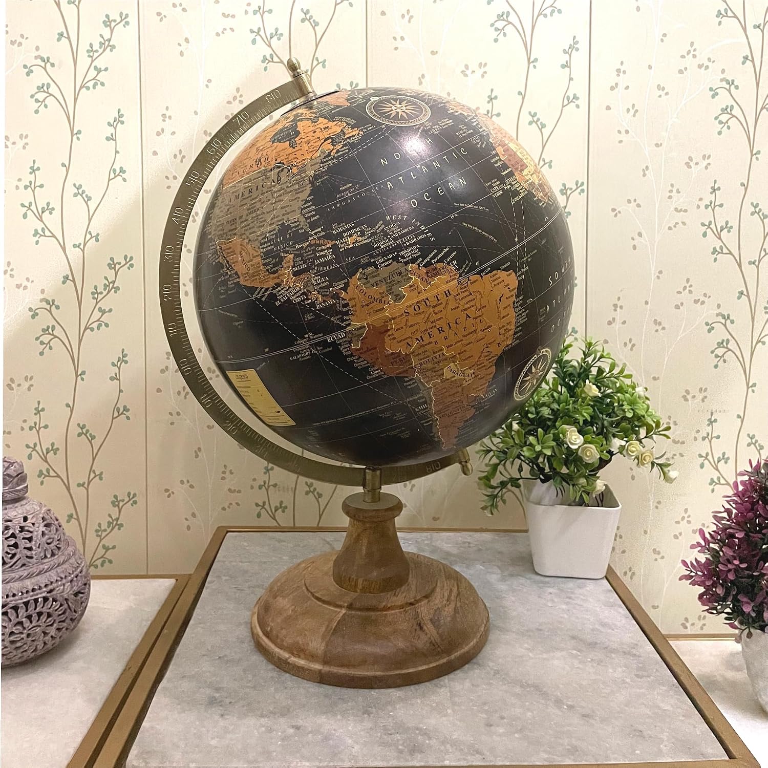 Antique World Map With Countries & Continent Globe For Home Decor, Gift Show -Piece, Decoration, Office Table (Dia - 12 Inch, Big Globe, Political Map) Pack Of 1