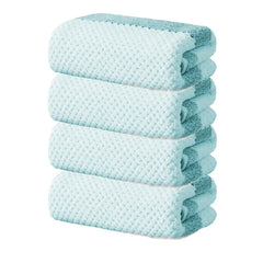 Black Gold The Finer Touch Soft Hand Towel 800 Gsm | Ultra Absorbent, Quick Drying, Cotton-Feel Microfiber Green & White Stripes -Pack Of 4