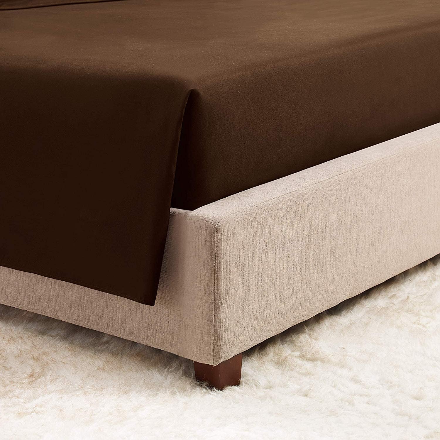 Elastic Fitted Single Bedsheets With 2 Pillow Cover Rooms & Bedrooms Hotels Use | Size - 72 X 30 Inches, Chocolate | Bedding For A Polished Look