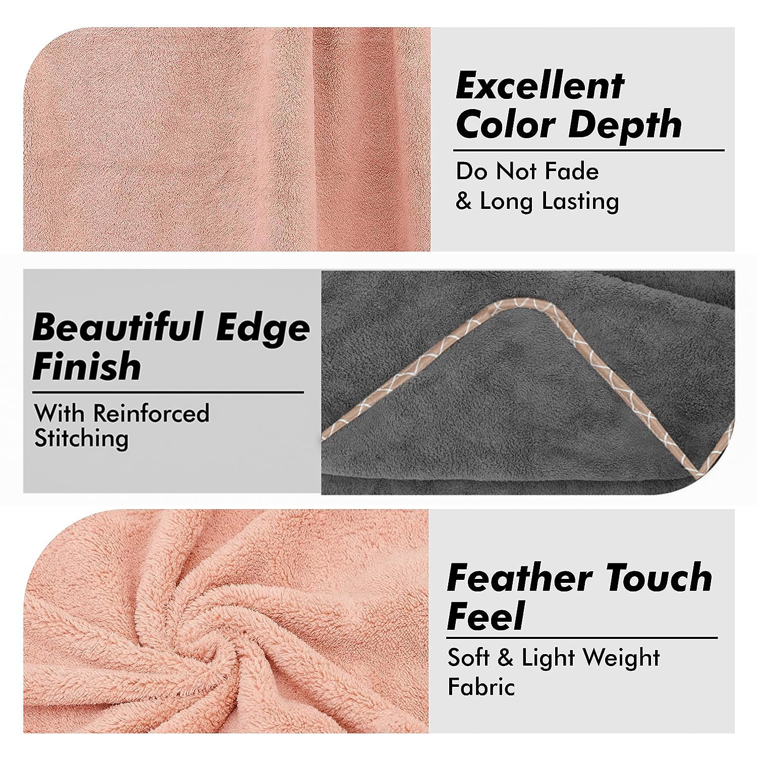 Urbanleaf Microfiber Large Bath Towel Quick Dry Super Absorbent Bath Towel For Men And Women | Grey & Peach | Towel For Bath, Travel, Gym, Beach, Pool & Yoga