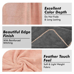 Urbanleaf Microfiber Large Bath Towel Quick Dry Super Absorbent Bath Towel For Men And Women | Grey & Peach | Towel For Bath, Travel, Gym, Beach, Pool & Yoga