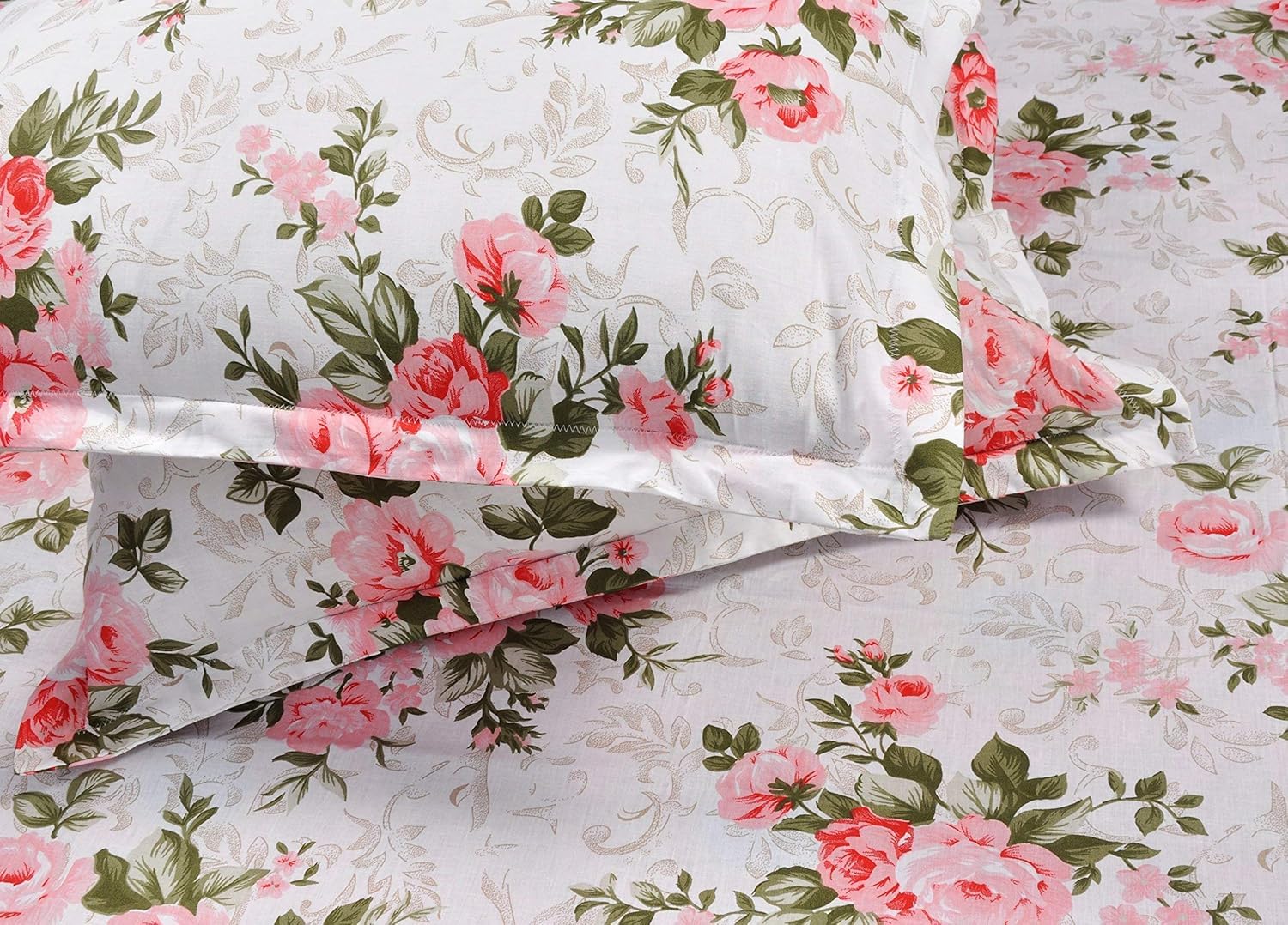 Single Bedsheet With 1 Pillow Cover - 55 X 88 Inches, White & Pink | Lightweight, Soft & Breathable - Perfect For Gifting On Weddings Bedsheet