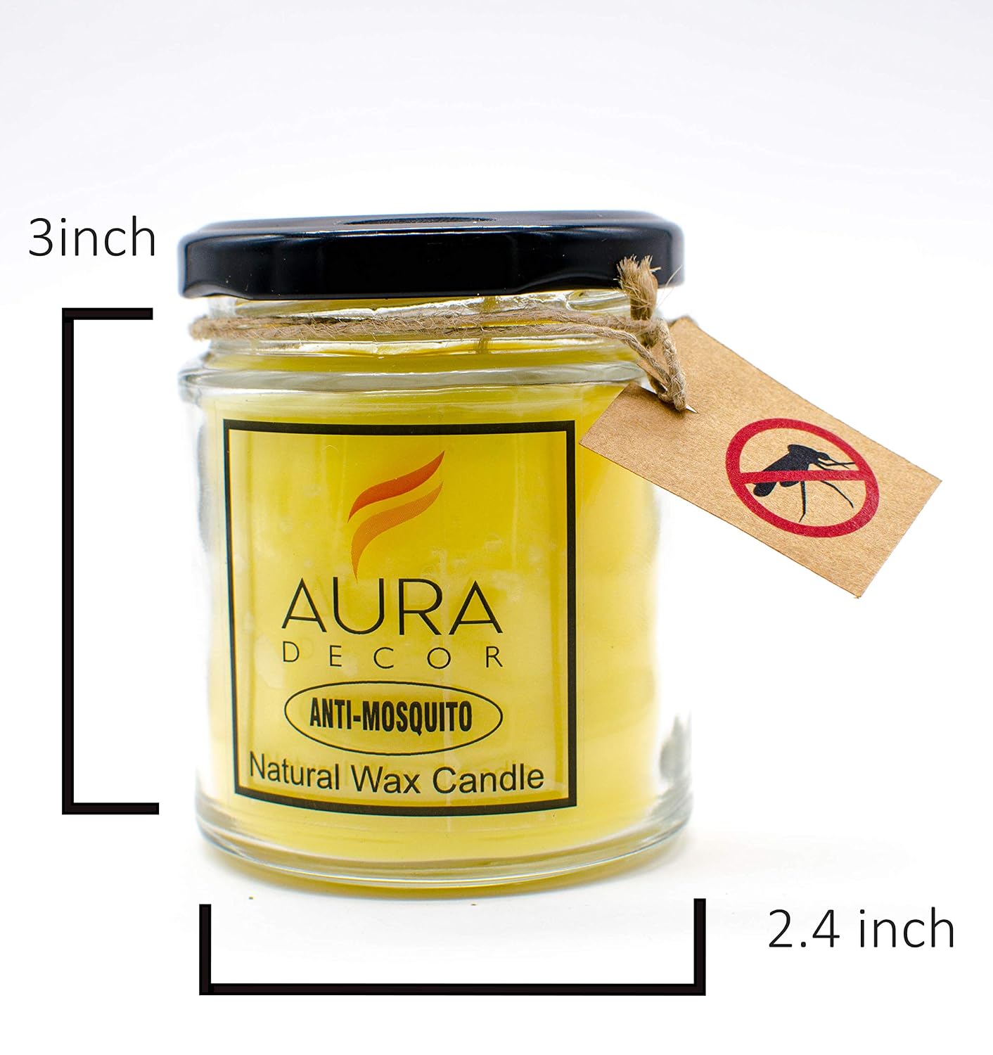 YELLOW GLASS CANDLE EUCALYPTUS SMELL ANTI MOSQUITO & BUG REPELLENT JAR CANDLE