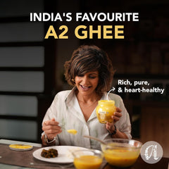 Natural Premium Bilona-Churned Gir Cow Ghee By Anveshan | High In Vitamins A, D & Healthy Bilona Method Desi Ghee Good For Digestive Health | (500ml) 16.9 Ounce | Jar Pack