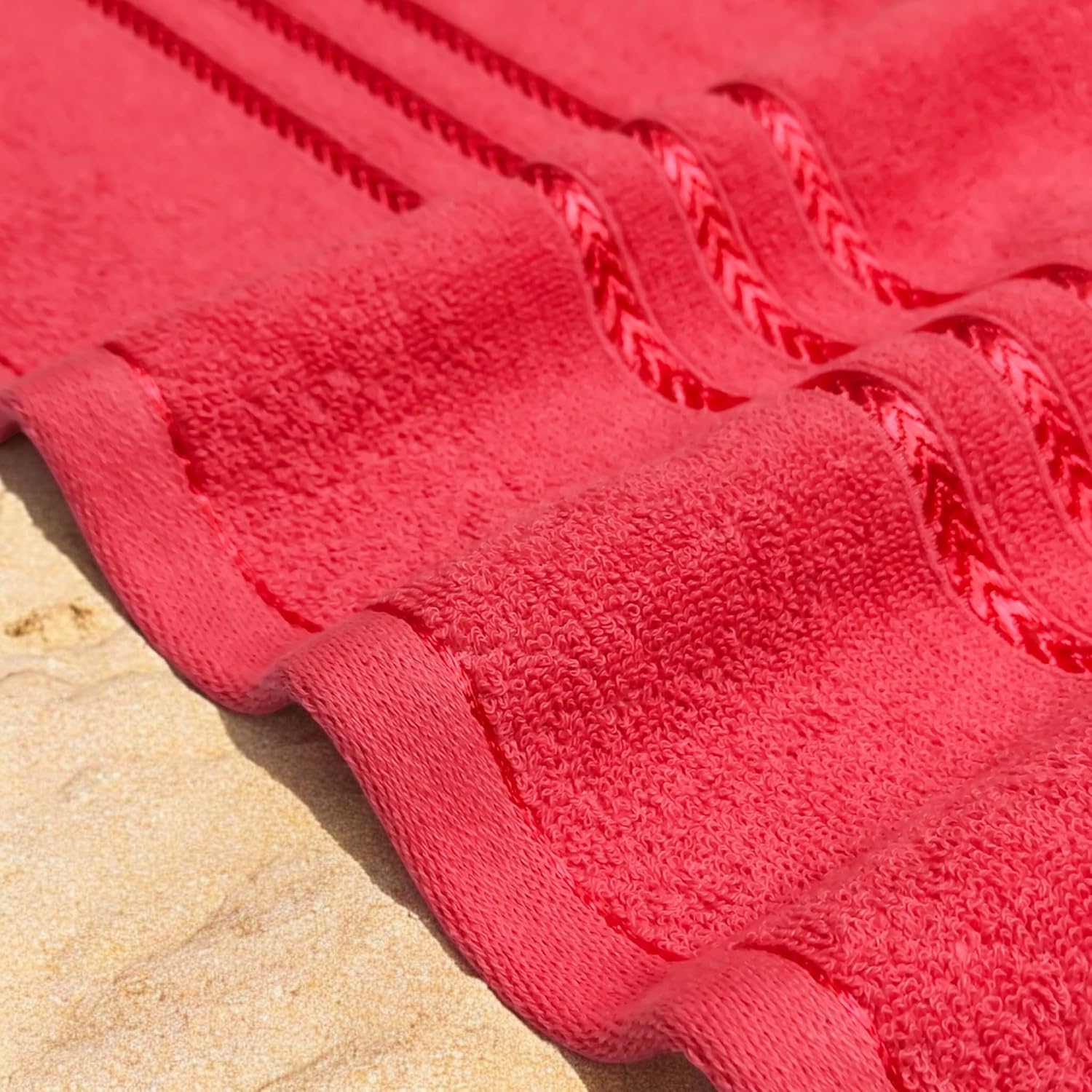 100% Cotton Bath Towel 450 Gsm | Large Size Soft & Absorbent Sport & Beach Bath Towel (Tomato Red)