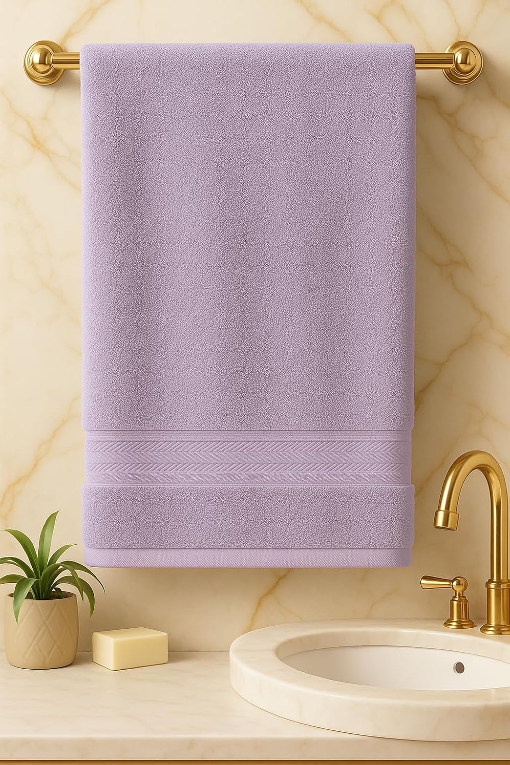 Bombay Dyeing Towel 100% Cotton Tulip Bath Turkish Towel 450 Gsm | Super Soft & Ultra Absorbent | Hand Washable & Machine Washable (Lilac)