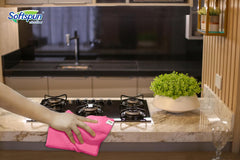 Softspun Microfiber Cleaning Cloths Towel Set 340 Gsm | Highly Absorbent Lint & Streak Free Multi-Purpose Wash Cloth For Kitchen Car Window Stainless Steel Silverware Pack Of 5 (Pink)