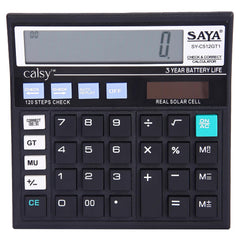 Saya Sy-512GT1 Check And Correct Basic Desktop Calculator With 12-digit Large Display | Dual Power (Solar & Battery) | GT, MU, MRC Functions | Ergonomic Design For Office | 1 Year Warranty