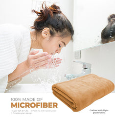 Black Gold The Finer Touch Oversized Microfiber Bath Towel 650 Gsm | Soft Quick-Dry Microfiber Towel Lightweight, Absorbent & Travel-Friendly (Beige)