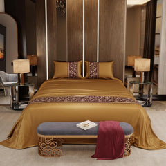 Super King Bedsheet With 2 Pillow Covers & Comforter - 108 X 108 Inches, Gold | Hypoallergenic, Breathable, Gentle On Skin & Hair, Fade & Wrinkle Resistant, Wedding Gift For Couples