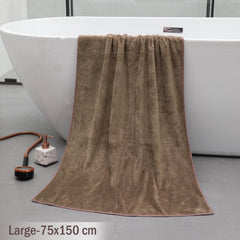 Hokipo Super Soft Microfiber Bath Towel 450 Gsm Large Latte Coffee (IN-641-LCF)