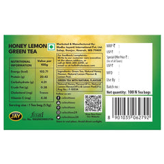 Celest Honey Lemon Green Tea - Pack Of 3 X 100 Enveloped Tea Bags | Helps Boost Metabolism, Zero Calories, Manage Waistline - Green Tea For Weight Loss