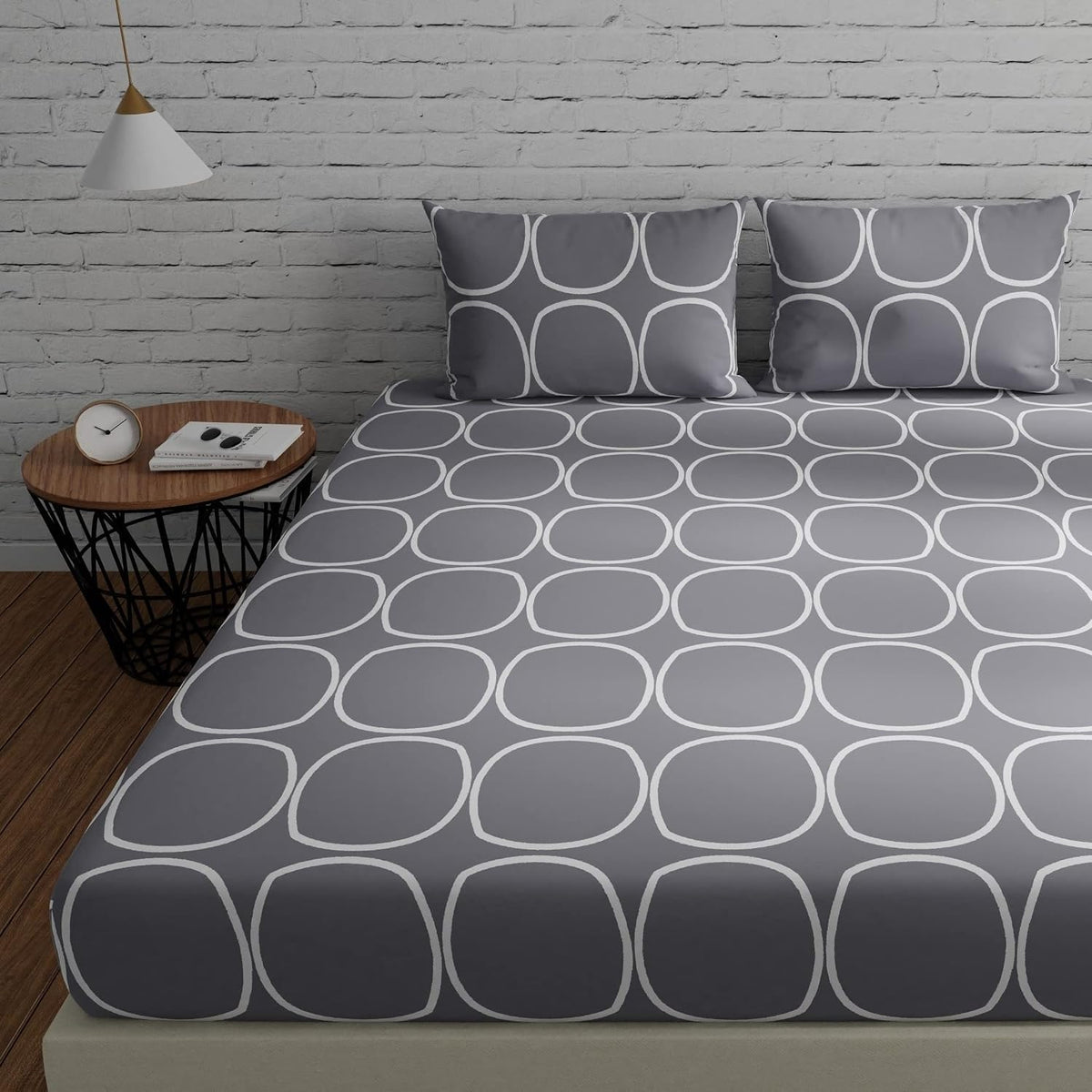 Cotton Double Bedsheet For Queen Size With 2 Pillow Covers - 88 X 96 Inches, Grey | Good For Guest Houses, & Daily Home Use