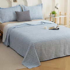 King Size Bedsheet With 2 Pillow Covers - 98 X 106 Inches, Blue & White | Summer Breathable & Wrinkle Free | Bedsheet Long Lasting & Soft To Touch