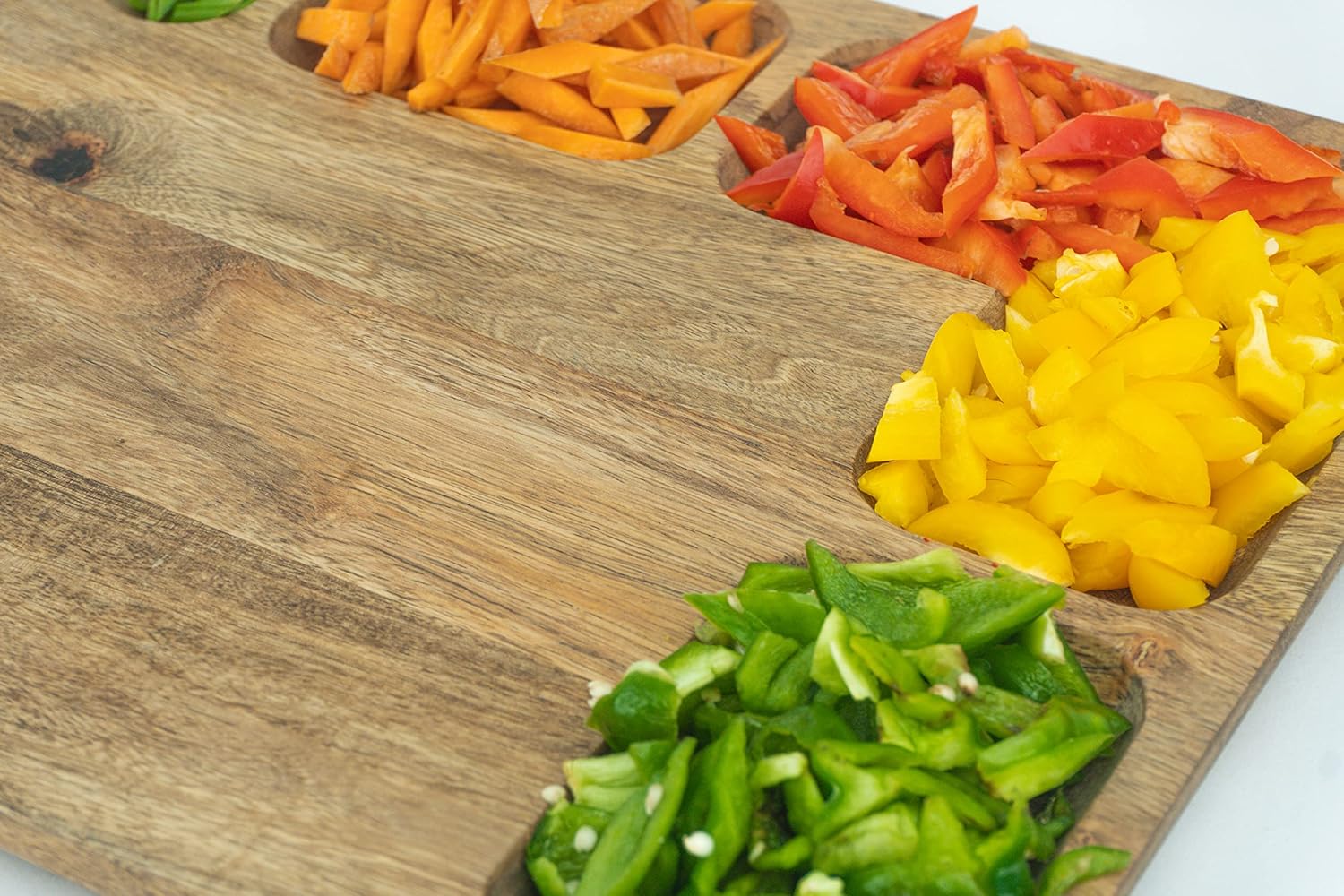 Large Wooden Chopping Board, Mango Wood | Natural Finish Chopping Board With Compartments - Chopping Board For Kitchen | Wood Cutting Board - Wooden Cutting Board