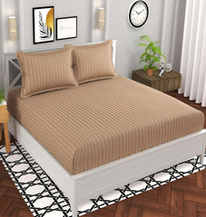 Cotton Double Bedsheet With 2 Pillow Cover - 90 X 90 Inches, Beige | Suitable For All Seasons & Easy To Wash | Bedding Set For Daily Use
