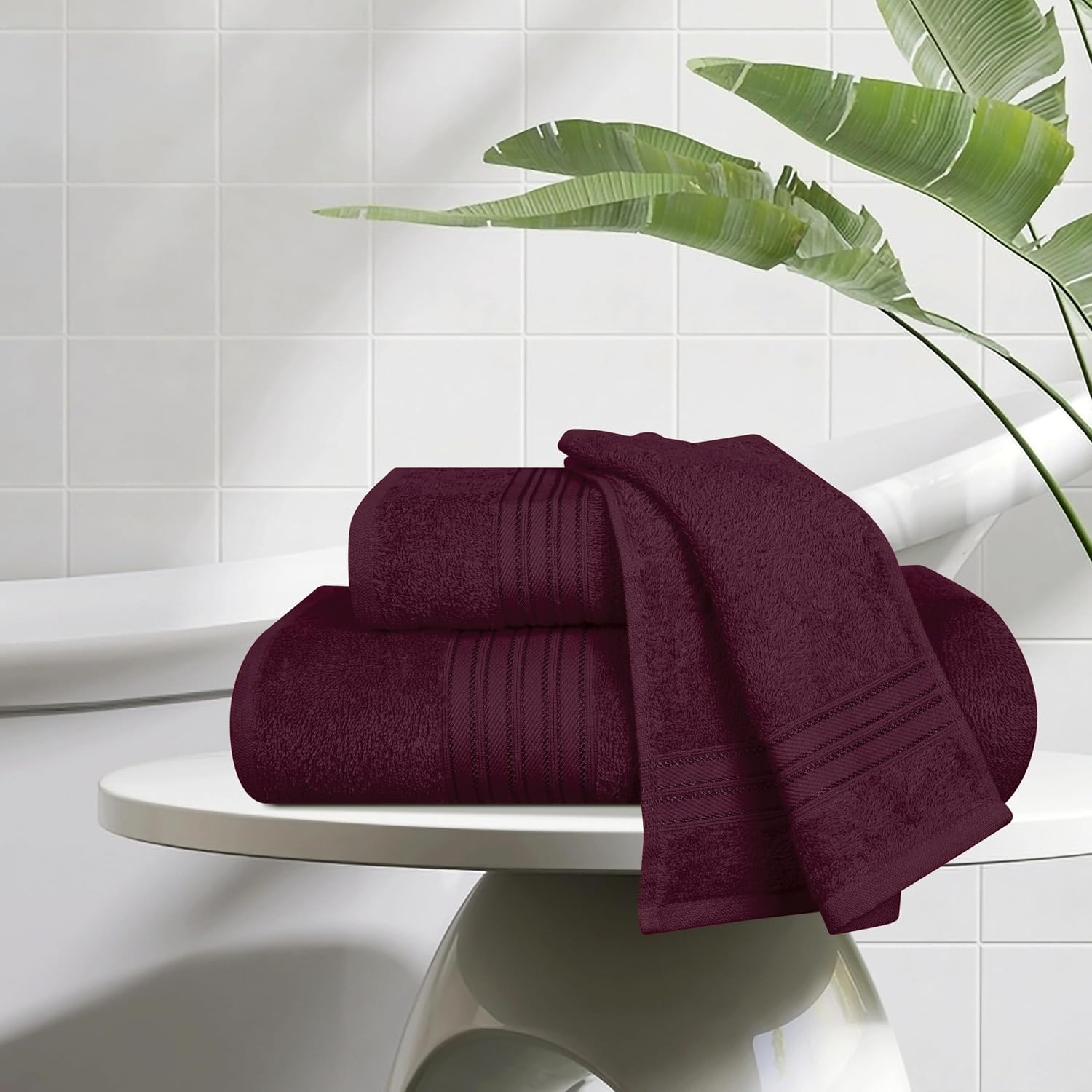 Boutiquo 100% Cotton Bath, Hand & Face Towel 900 Gsm | Eco-Friendly Towels For Men & Women, Ultra Soft & Highly Absorbent - Burgundy (Pack Of 3)