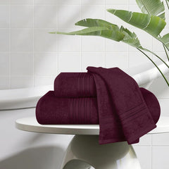 Boutiquo 100% Cotton Bath, Hand & Face Towel 900 Gsm | Eco-Friendly Towels For Men & Women, Ultra Soft & Highly Absorbent - Burgundy (Pack Of 3)