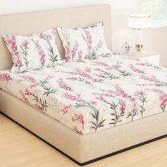 Fitted Bedsheets King Size With 2 Pillow Cover - 72 X 78 Inches, Pink | All Around Elastic Bedsheet - Crafted From Soft, Breathable Fabric