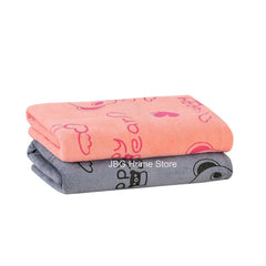 Jbg Home Store Kids Bath Towel 500 Gsm | Premium Microfiber Quick Drying Towels For Babies, Cartoon Print Wash Dry Cloth Towel (Peach & Grey Bear) - 2 Pcs