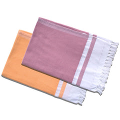 Pure Cotton Turkish Bath Towel 700 Gsm | Extra Soft Plush Light Weight Quick Dry Travel Thin Towels (Golden & Oval) - Pack Of 2