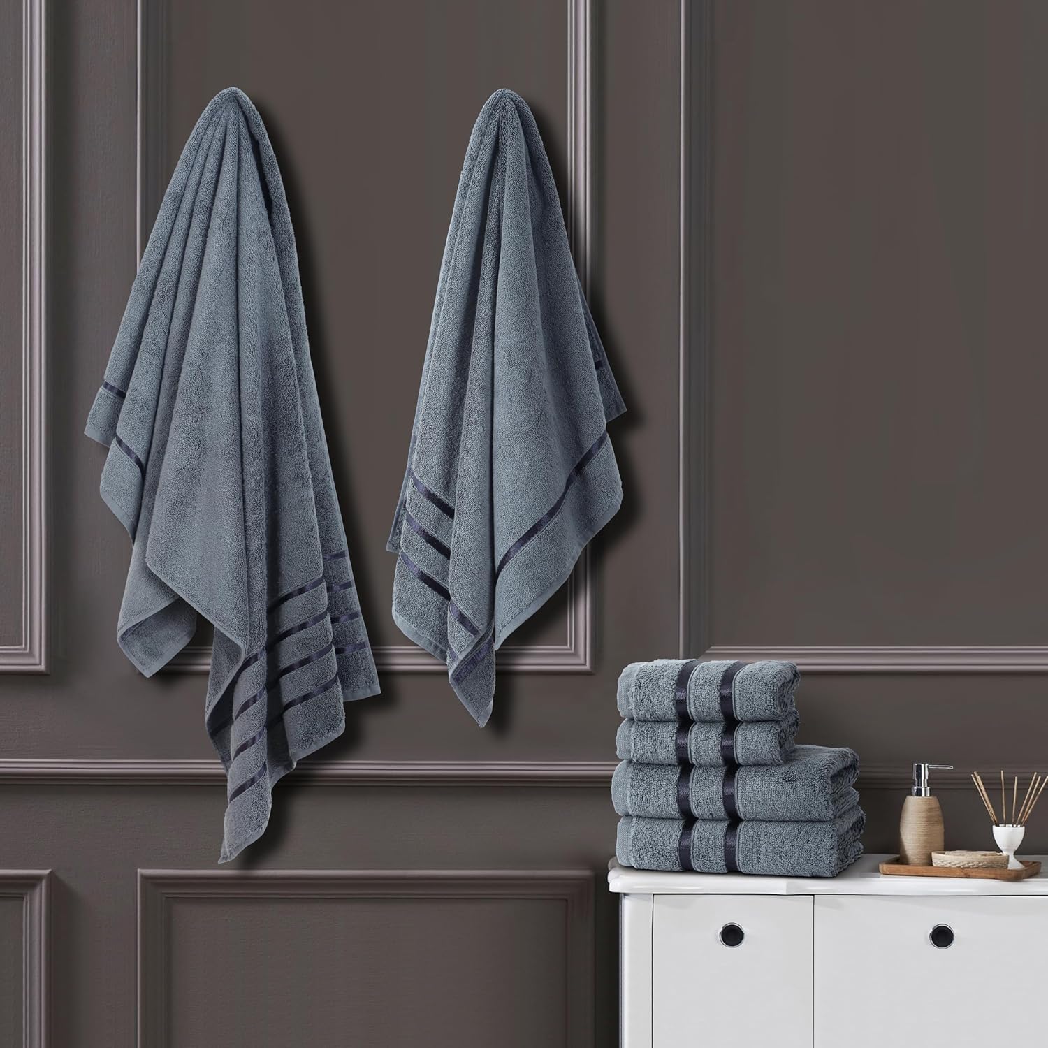 Spread Spain 100% Cotton Bath Towels 600 Gsm | Roman Bath Towel Large Size Soft, Fluffy & Absorbent - Charcoal Grey New