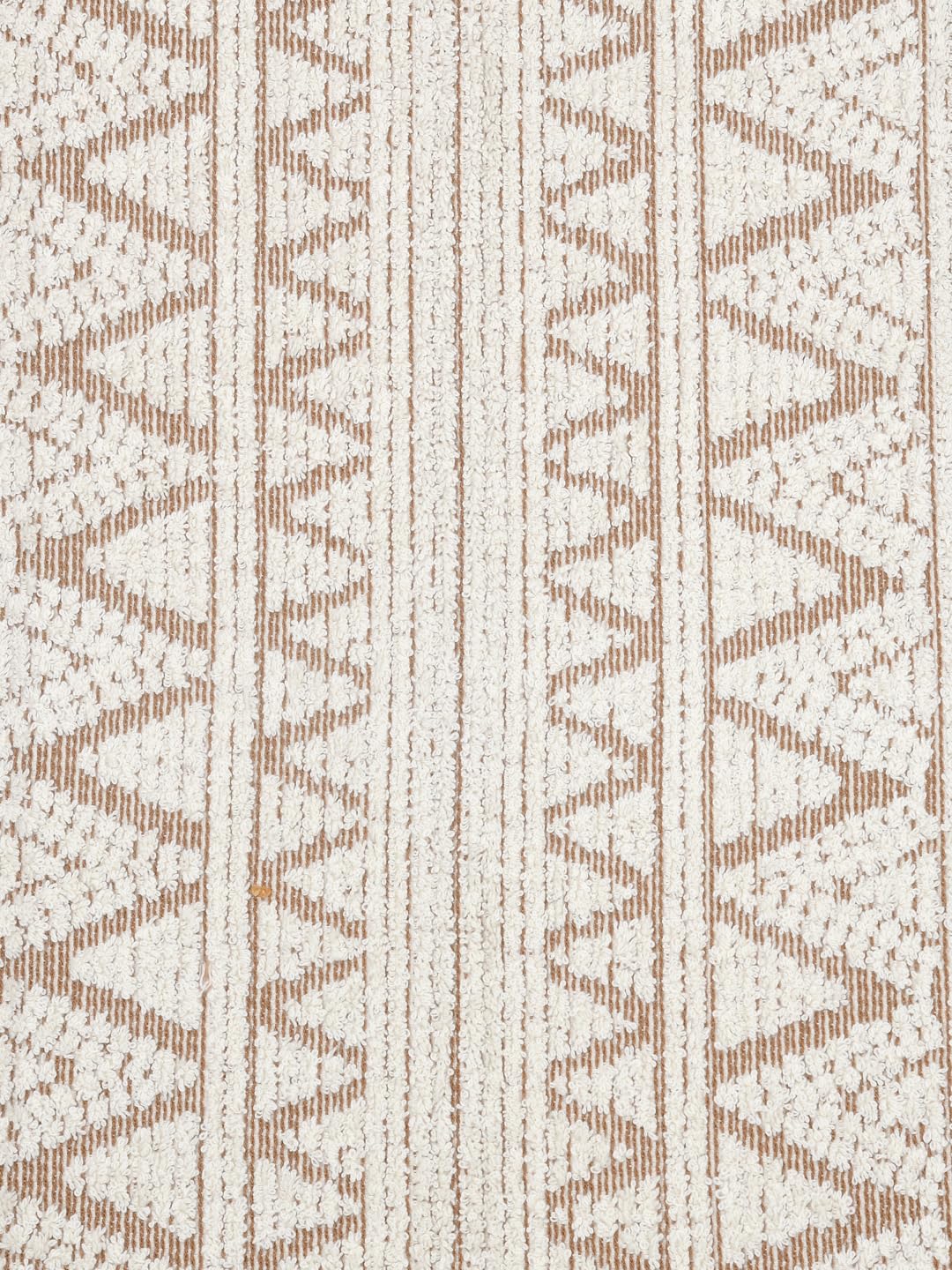 Homefresh Decorative Cotton Bath Towel 500 Gsm | Geometric Pattern Brown & White (Pebble)