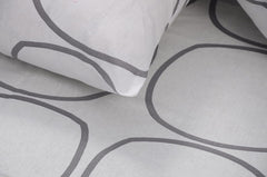 Single Bed Sheet Size - 55 X 88 Inches With 1 Pillow Covers, White (Grey Circles) | Wash Dark Colors Separately | Lightweight, Soft, & Comfortable Bedsheet