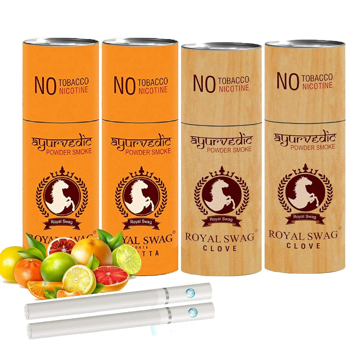 Royal Swag Ayurvedic Herbal Cigarettes 100% Tobacco & Nicotine Free Frutta, Mint Flavour (10 Sticks Each) Smoking Cessation - | (Pack Of 20)