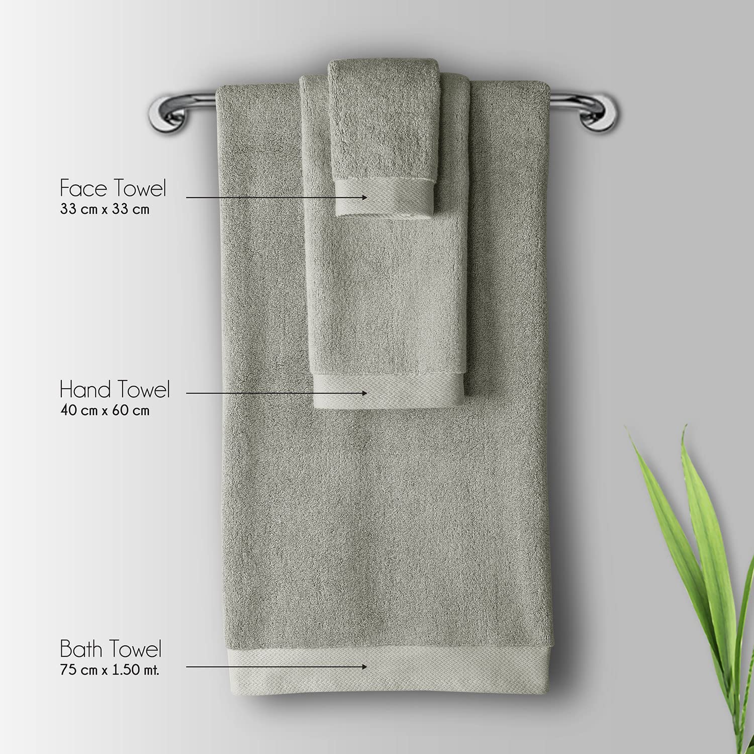 Spread Spain Resort Luxury Hotel & Spa Quality Luxurious Cotton Face Towel 720 Gsm Maximum Softness & Absorbency, Ultra-Durable - London Fog (2 Piece)