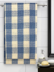 Athom Living Premium Cotton Light Weight Quick-Dry High Absorbent Cotton Bath Towel 250 Gsm, (Blue Checks)