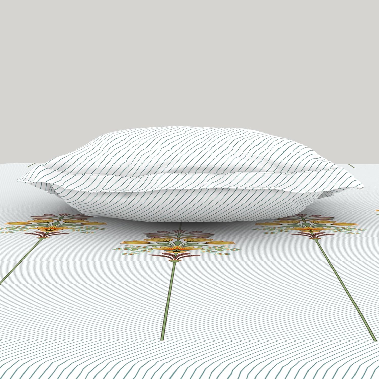 Single Bedsheet With 2 Pillow Covers (Size 60 X 88 Inches) Multicolor | 144 Thread Count Lightweight, Soft, Skin Friendly - Everyday Use Cotton Bedsheet