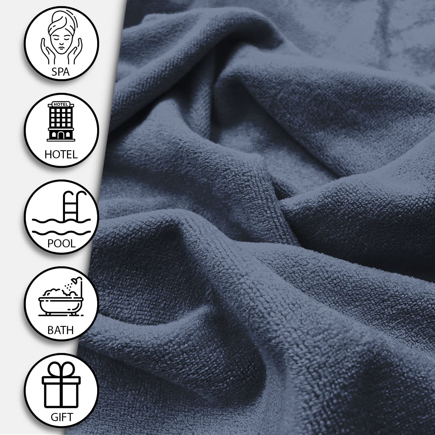 Sassoon Venir Microfiber Bath Towel 450 Gsm | Ultra Soft Material, Towel Large Size For Women (Denim)