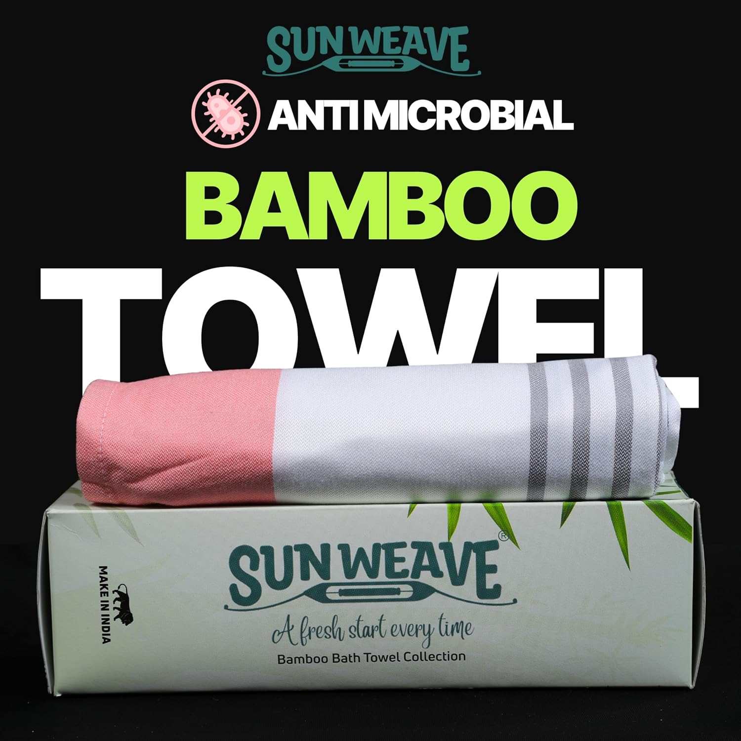Sun Weave Soft Feel Bamboo Bath Towels Large Size | Quick Absorbent Head Bath Towel For Women | Quick Dry Light Weight Travel Towel